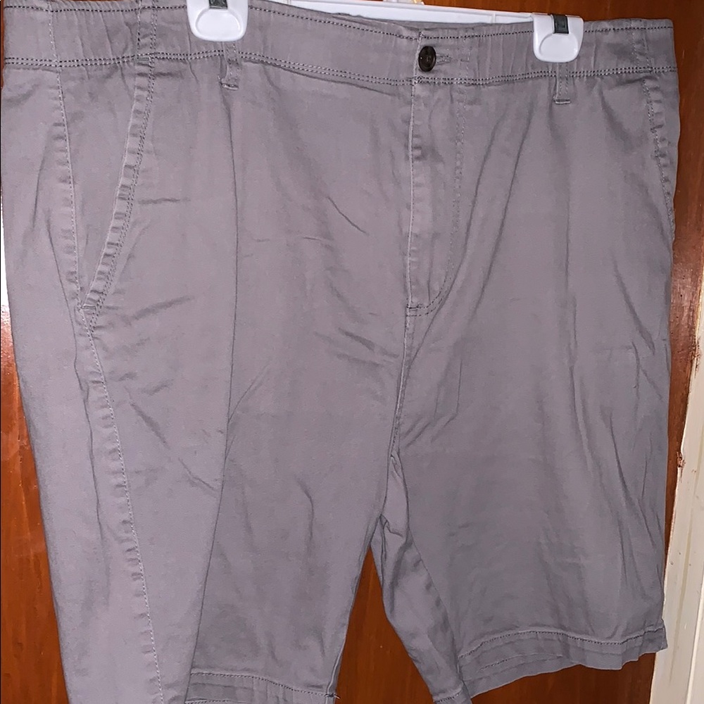 Flat Front Gray Chino Shorts with Relaxed Fit
